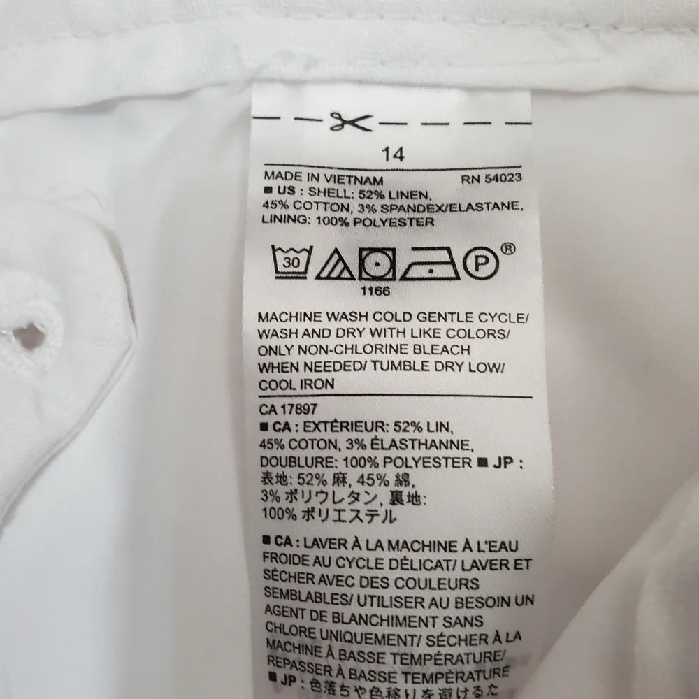 Banana Republic Avery Linen Blend Straight Crob Leg Lined Pants  14